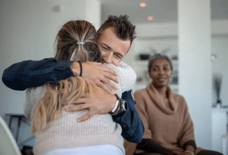 family connecting during an addiction intervention